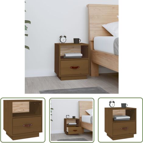 The Living Store Nachttisch Honigbraun 40x34x45 cm Massivholz Kiefer - Nachttisch - Holzmöbel - Kiefernholz - Wohnzimmermöbel - Schlafzimmerschreibtisch