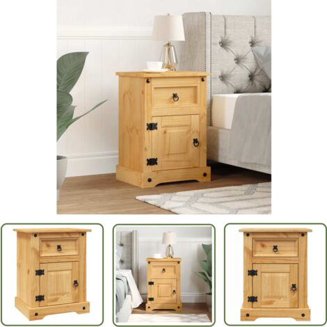 The Living Store Nachttisch im Mexiko-Stil Kiefer Massiv 53x39x66 cm - Nachttisch - Mexiko-Stil - Kiefernholz - Wohnzimmer - Schlafzimmer