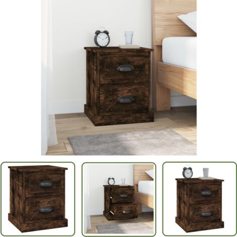 The Living Store Nachttisch Räuchereiche 39x39x47,5 cm Holzwerkstoff - Nachttisch - Holzwerkstoff - Rauchereiche - Möbel - Wohnraum