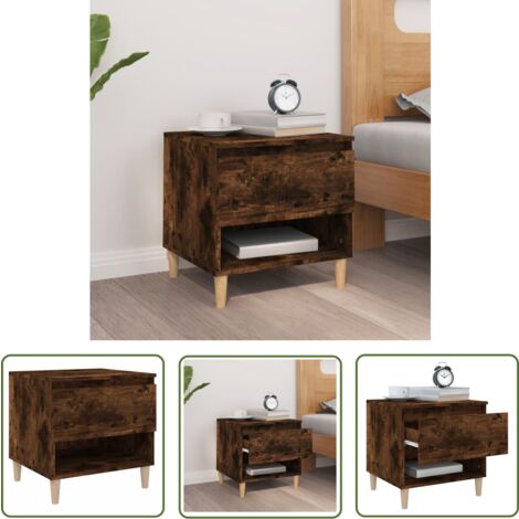 The Living Store Nachttisch Räuchereiche 50x46x50 cm Holzwerkstoff - Nachttisch - Wohnzimmermöbel - Esszimmermöbel - Holzmöbel - Holzwerkstoff