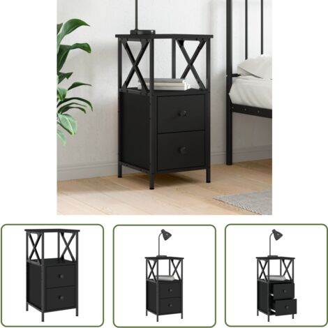 The Living Store Nachttisch Schwarz 34x35,5x70 cm Holzwerkstoff - Nachttisch - Holznachtttisch - Schwarzer Nachttisch - Sideboard - Kommode