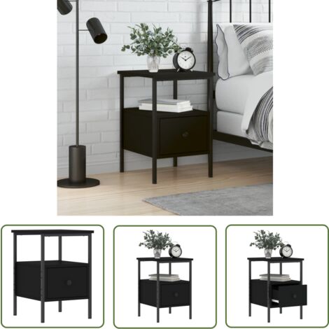 The Living Store Nachttisch Schwarz 34x36x50 cm Holzwerkstoff - Nachttisch - Beistelltisch - Kommode - Schwarz - Holzwerkstoff