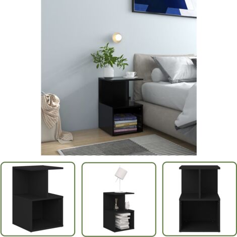 The Living Store Nachttisch Schwarz 35x35x55 cm Holzwerkstoff - Nachttisch - Wohnzimmer - Schlafzimmereinrichtung - Möbel - Holzmöbel