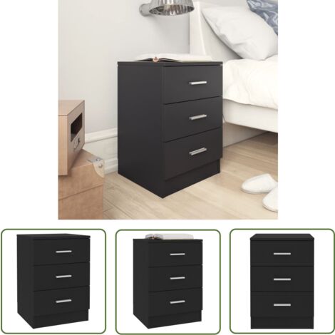 The Living Store Nachttisch Schwarz 38x35x56 cm Holzwerkstoff - Nachtisch - Nachttisch Schwarz - Holzwerkstoff - Schrank - Kommode