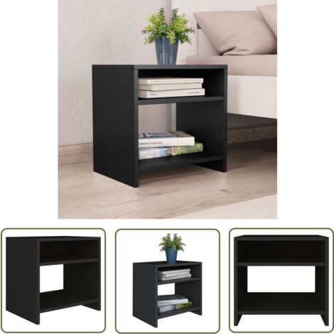 The Living Store Nachttisch Schwarz 40x30x40 cm Holzwerkstoff - Nachtisch - Nachttisch Schwarz - Holzwerkstoff Möbel - Beistelltisch - Wohnraum Dekoration