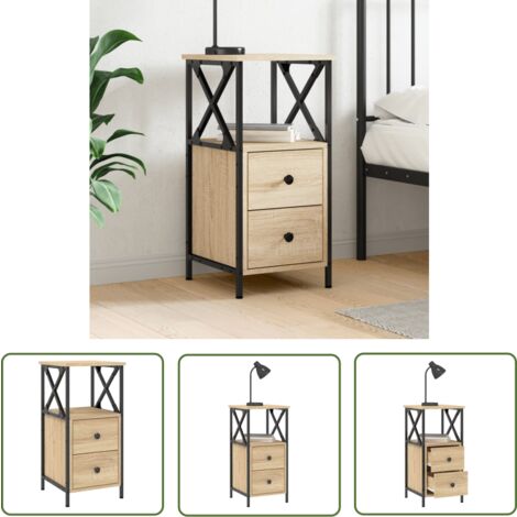 The Living Store Nachttisch Sonoma-Eiche 34x35,5x70 cm Holzwerkstoff - Nachttisch - Holznachtisch - Esszimmertisch - Couchtisch - Sideboard