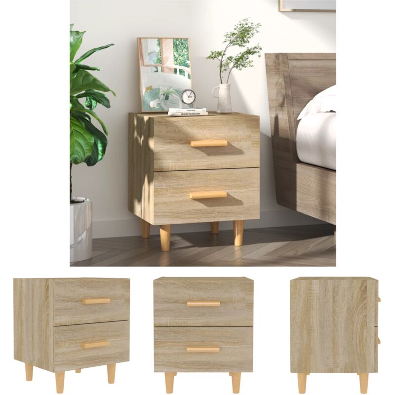 The Living Store Holzbeine - Vidaxl Nachttisch Sonoma-eiche 40x35x47, 5 Cm - Schubladen Nachttisch