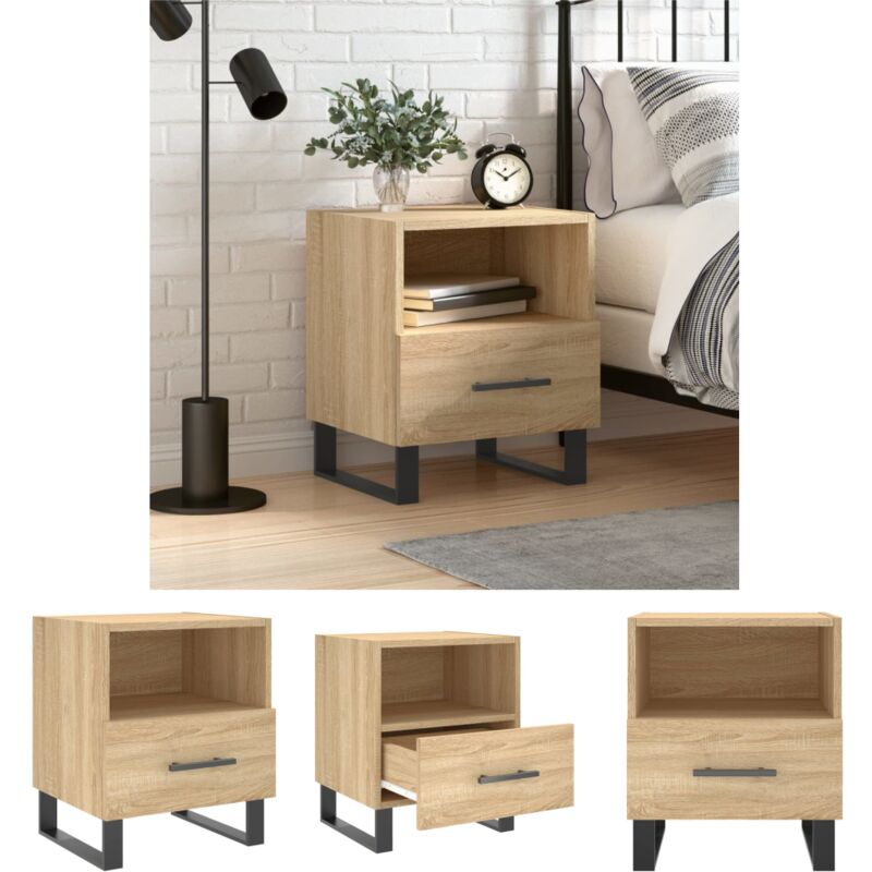 The Living Store Stauraum Nachttisch - Vidaxl Nachttisch Sonoma-eiche 40x35x47, 5 Cm Holzwerkstoff - Nachttisch Mit Fach