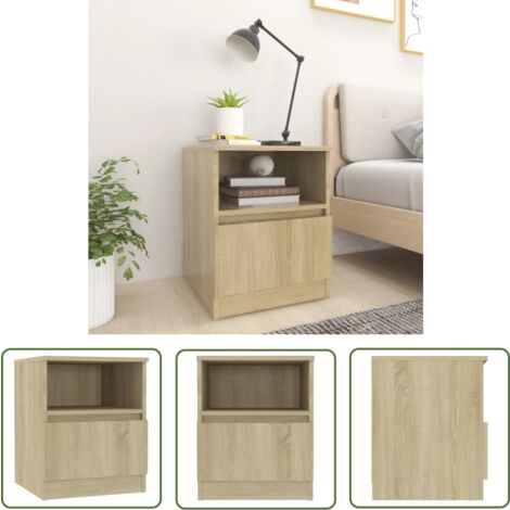 The Living Store Nachttisch Sonoma-Eiche 40x40x50 cm Holzwerkstoff - Nachttisch - Wohnzimmermöbel - Esszimmermöbel - Holzwerkstoff - Sonoma-Eiche