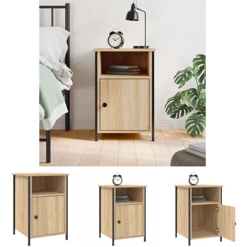 The Living Store Nachttisch Mit Stauraum - Vidaxl Nachttisch Sonoma-eiche 40x42x60 Cm Holzwerkstoff - Nachttisch Mit Beinverstellung