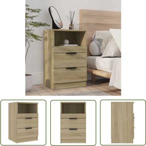 The Living Store Nachttisch Sonoma-Eiche Holzwerkstoff - Nachttisch - Wohnzimmer - Esszimmer - Schlafzimmerschreibtisch - Holzwerkstoff