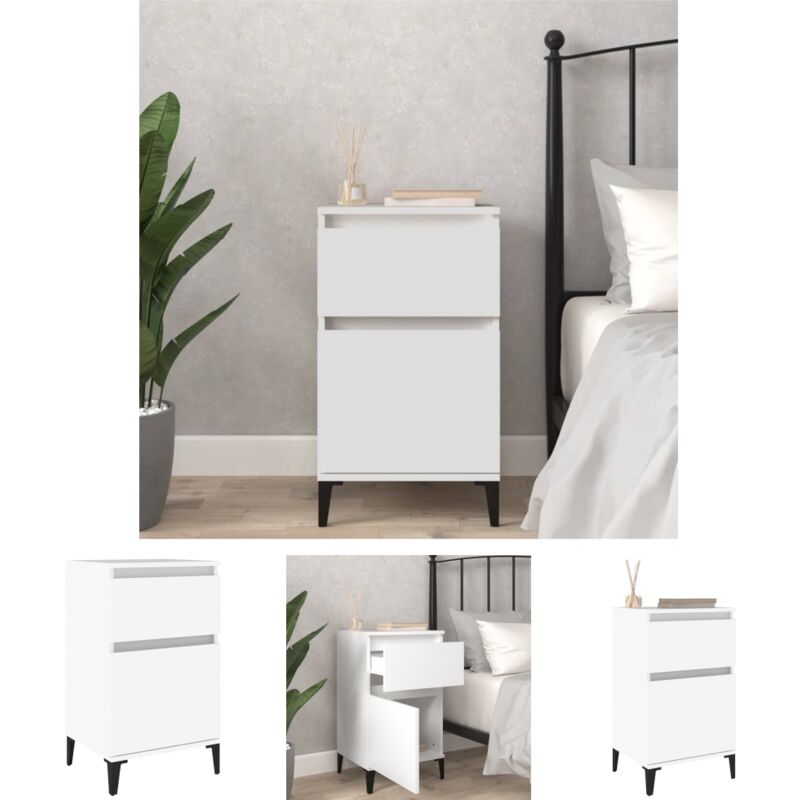 The Living Store Wohnzimmer Nachttisch - Vidaxl Nachttisch Weiß 40x35x70 Cm - Schrank Nachttisch