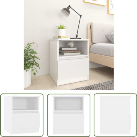 The Living Store Nachttisch Weiß 40x40x50 cm Holzwerkstoff - Nachttisch - Wohnzimmer - Sideboard - Holzwerkstoff - Weißer Nachttisch