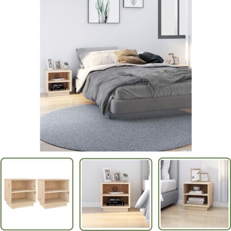 The Living Store Nachttische 2 Stk. 40x34x40 cm Massivholz Kiefer - Massiver Holznächttisch - Kiefernnächttisch - Wohnzimmer Dekoration - Schlafzimmer Möbel - Nachtschränkchen Set
