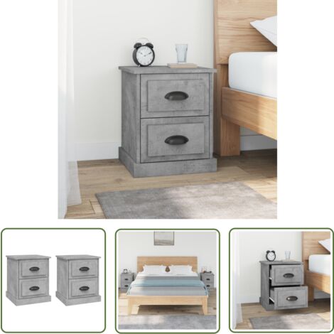 The Living Store Nachttische 2 Stk. Betongrau 39x39x47,5 cm Holzwerkstoff - Nachttisch - Betongrau - Holzwerkstoff - Wohnraum Dekoration - Möbel