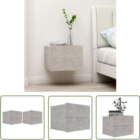 The Living Store Nachttische 2 Stk. Betongrau 40x30x30 cm Holzwerkstoff - Nachttisch - Beton Grau - Holzmöbel - Wohnraumgestaltung - Kommode