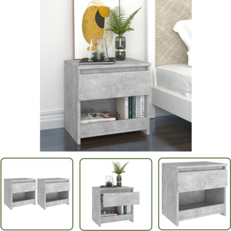 The Living Store Nachttische 2 Stk. Betongrau 40x30x39 cm Holzwerkstoff - Nachttisch - Betongrau - Holzwerkstoff - Kommode - Beistelltisch