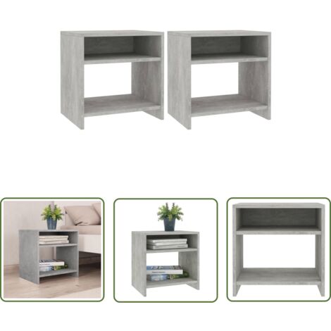 The Living Store Nachttische 2 Stk. Betongrau 40x30x40 cm Holzwerkstoff - Beton Grau Nachttisch - Holzwerkstoff Möbel - Wohnraum Dekoration - Kommode - Sideboard