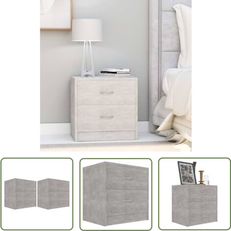 The Living Store Nachttische 2 Stk. Betongrau 40x30x40 cm Holzwerkstoff - Nachtschränke - Nachttische - Beistelltische - Wohnzimmerschreibtisch - Grau