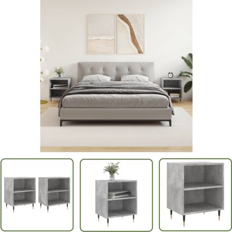The Living Store Nachttische 2 Stk. Betongrau 40x30x50 cm Holzwerkstoff - Beton Grau Nachttisch - Wohnzimmer Dekoration - Holzwerkstoff Nachttisch - Schrank Für Schlafzimmer - Kommoden Set