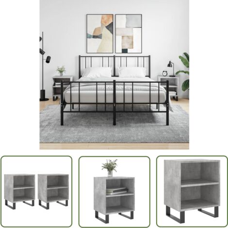 The Living Store Nachttische 2 Stk. Betongrau 40x30x50 cm Holzwerkstoff - Beton Grau Nachttisch - Wohnzimmer Dekoration - Kommoden - Schränkchen - Holzwerkstoff