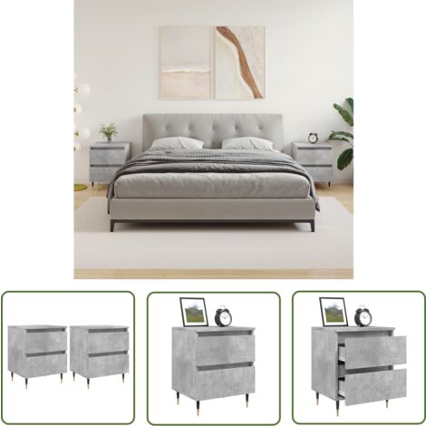 The Living Store Nachttische 2 Stk. Betongrau 40x35x50 cm Holzwerkstoff - Beton Grau Nachttisch - Wohnzimmer Dekoration - Kommode - Schrank - Holzwerkstoff