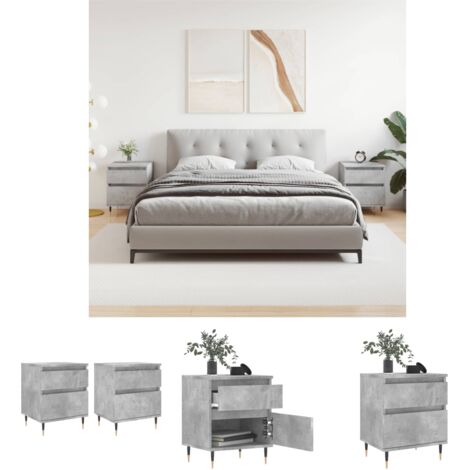 The Living Store Nachttische 2 Stk. Betongrau 40x35x50 cm Holzwerkstoff - Nachttische