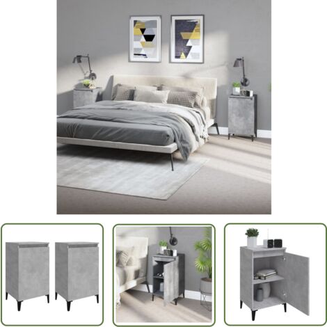 The Living Store Nachttische 2 Stk. Betongrau 40x35x70 cm Holzwerkstoff - Nachttisch - Beton Tisch - Wohnzimmer Dekoration - Sideboard - Wohnraum Einrichten