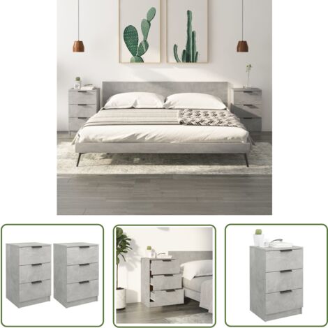 The Living Store Nachttische 2 Stk. Betongrau 40x36x65 cm - Nachttisch - Wohnzimmermöbel - Bettzeug - Schlafzimmerschrank - Beton Grau