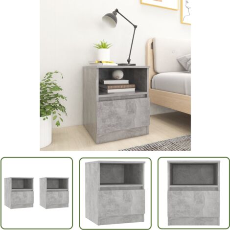 The Living Store Nachttische 2 Stk. Betongrau 40x40x50 cm Holzwerkstoff - Beton Tisch - Nachtschränkchen - Wohnzimmer Dekoration - Holz Sideboard - Kommode Grau