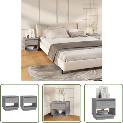 The Living Store Nachttische 2 Stk. Betongrau 45x34x44 cm Holzwerkstoff - Beton Tisch - Grau Nachttisch - Wohnzimmer Deko - Holzwerkstoff Möbel - Schrank Mit Schubladen