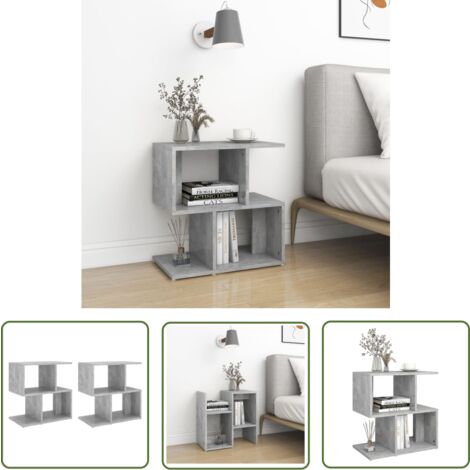 The Living Store Nachttische 2 Stk. Betongrau 50x30x51,5 cm Holzwerkstoff - Nachttisch - Wohnzimmerdeko - Beistelltisch - Möbel - Grau