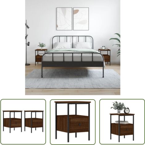 The Living Store Nachttische 2 Stk. Braun Eichen-Optik 34x36x50 cm Holzwerkstoff - Nachttisch - Holznachttesch - Eiche Tisch - Esszimmertisch - Wohnzimmertisch