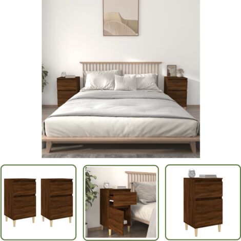 The Living Store Nachttische 2 Stk. Braun Eichen-Optik 40x35x70 cm - Nachttisch - Holznachtisch - Wohnzimmerdeko - Beistelltisch - Eichendekor