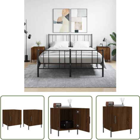 The Living Store Nachttische 2 Stk. Braun Eichen-Optik 40x40x50 cm Holzwerkstoff - Holznachtschränke - Nachttische Set - Wohnzimmermöbel - Eiche Look - Schlafzimmerdeko