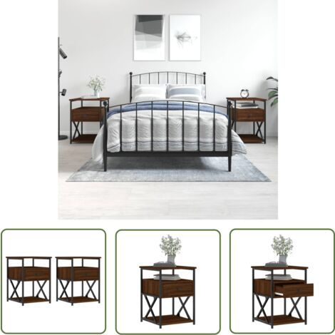 The Living Store Nachttische 2 Stk. Braun Eichen-Optik 40x42x55 cm Holzwerkstoff - Nachttisch - Holznachtttisch - Eiche Nachttisch - Esszimmer Tisch - Couchtisch