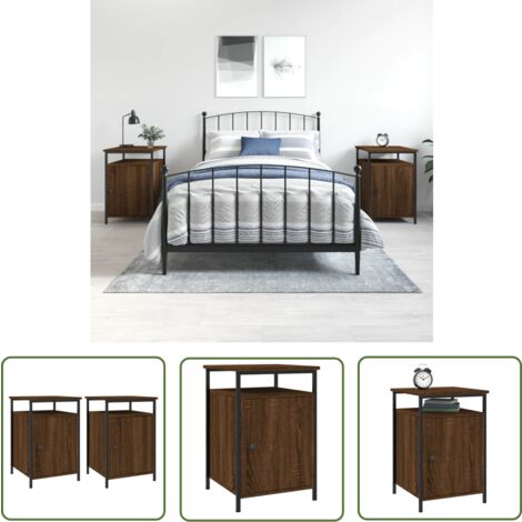 The Living Store Nachttische 2 Stk. Braun Eichen-Optik 40x42x60 cm Holzwerkstoff - Nachttische - Holznachtschränke - Esszimmermöbel - Wohnzimmermöbel - Eiche Optik