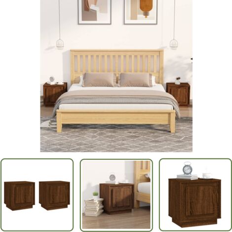 The Living Store Nachttische 2 Stk. Braun Eichen-Optik 44x35x45 cm Holzwerkstoff - Nachttische - Holzwerkstoff Möbel - Eiche Optik - Wohnraum Dekoration - Beistelltisch