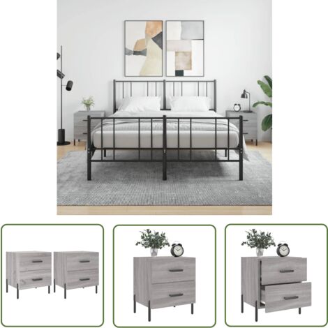 The Living Store Nachttische 2 Stk. Grau Sonoma 40x35x47,5 cm Holzwerkstoff - Nachtschränke - Grau - Wohnzimmerdeko - Möbel Online Kaufen - Holzwerkstoffe