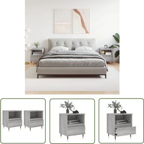 The Living Store Nachttische 2 Stk. Grau Sonoma 40x35x50 cm Holzwerkstoff - Nachttisch - Kommode - Wohnzimmermöbel - Schlafzimmerschreibtisch - Grau Sonoma