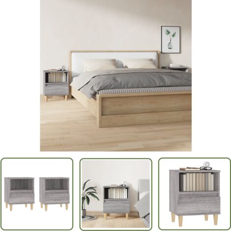 The Living Store Nachttische 2 Stk. Grau Sonoma 40x35x50 cm - Nachttisch - Grau - Wohnzimmer - Esszimmer - Schlafzimmer