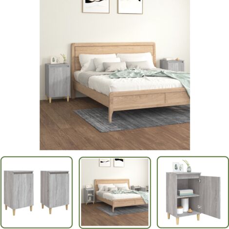 The Living Store Nachttische 2 Stk. Grau Sonoma 40x35x70 cm Holzwerkstoff - Nachttisch - Grau - Wohnzimmer - Esszimmer - Schlafzimmmer