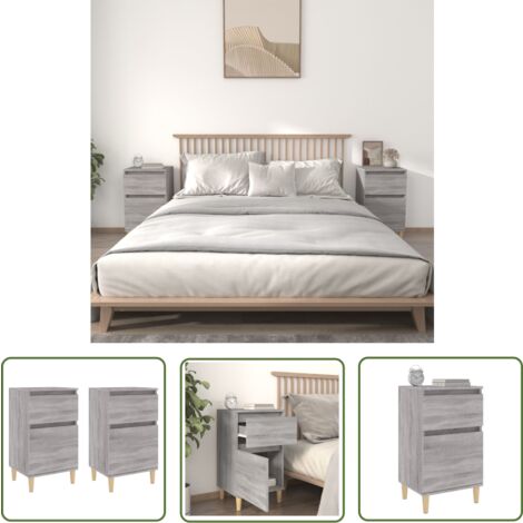 The Living Store Nachttische 2 Stk. Grau Sonoma 40x35x70 cm - Nachttisch - Grau - Wohnzimmer - Schlafzimmer - Holzwerkstoff