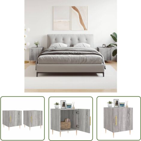 The Living Store Nachttische 2 Stk. Grau Sonoma 40x40x50 cm Holzwerkstoff - Nachttisch - Beistelltisch - Wohnzimmermöbel - Grau - Holzmöbel