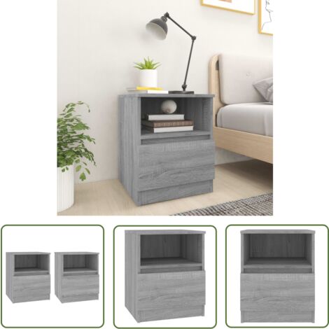 The Living Store Nachttische 2 Stk. Grau Sonoma 40x40x50 cm Holzwerkstoff - Nachttisch - Grau - Wohnzimmer - Schlafzimmerschreibtisch - Holzwerkstoff