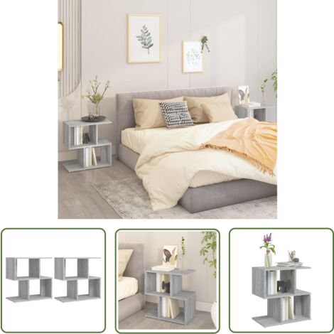 The Living Store Nachttische 2 Stk. Grau Sonoma 50x30x51,5 cm Holzwerkstoff - Nachttisch - Grau - Wohnzimmer - Schlafzimmerschränke - Holzwerkstoff