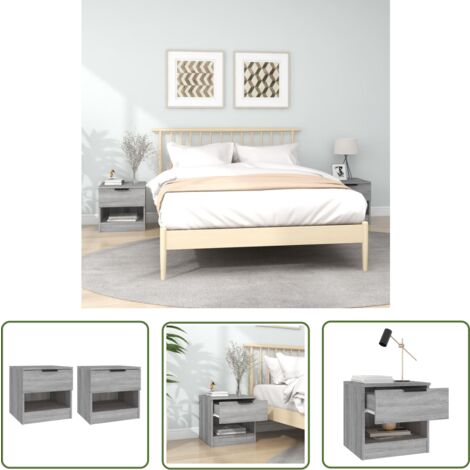 The Living Store Nachttische 2 Stk. Grau Sonoma Holzwerkstoff - Nachttische - Grau - Wohnzimmer Dekoration - Holzwerkstoff Möbel - Beistelltisch