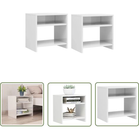 The Living Store Nachttische 2 Stk. Hochglanz-Weiß 40x30x40 cm Holzwerkstoff - Nachtschrank - Nachttisch - Holzwerkstoff Möbel - Weißes Bettzeug - Wohnzimmerstil