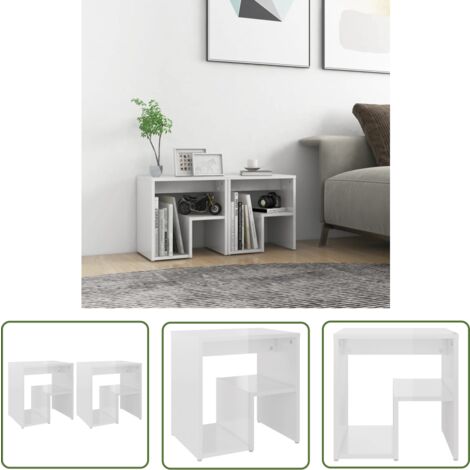 The Living Store Nachttische 2 Stk. Hochglanz-Weiß 40x30x40 cm Holzwerkstoff - Nachttische - Holzwerkstoffe Möbel - Weißes Wohnzimmer - Wohnraum Deko - Kommode