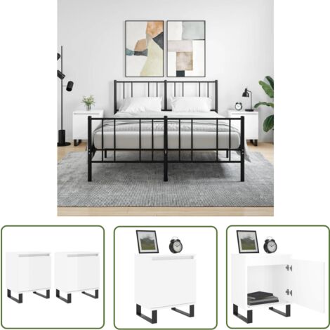 The Living Store Nachttische 2 Stk. Hochglanz-Weiß 40x30x50 cm Holzwerkstoff - Nachtschränke - Wohnzimmer Dekoration - Holzwerkstoffeinrichtungen - Weiße Möbel - Kommode